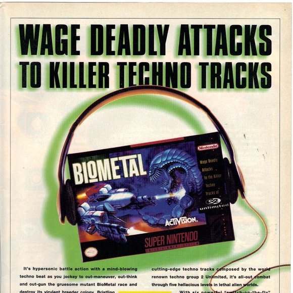 Vintage 1993 Print Ad for BioMetal - Super NES - Picture 1 of 1